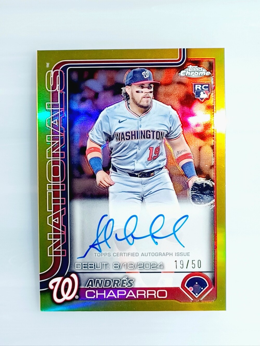 Andres Chaparro 2025 Topps Chrome Gold Refractor /50 Auto Rookie